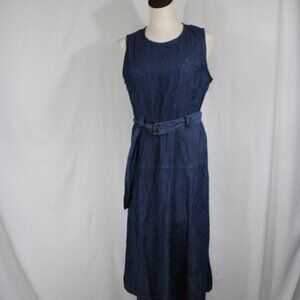 Tommy Hilfiger women’s blue denim chambray sleeveless maxi dress sz. 10  w/ belt